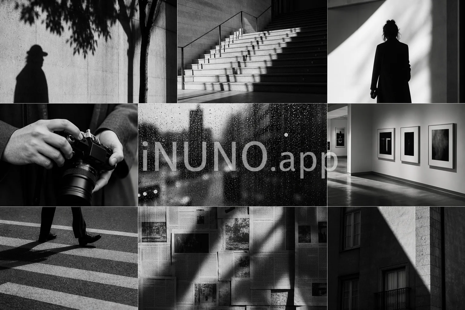 Black and white editorial image collage