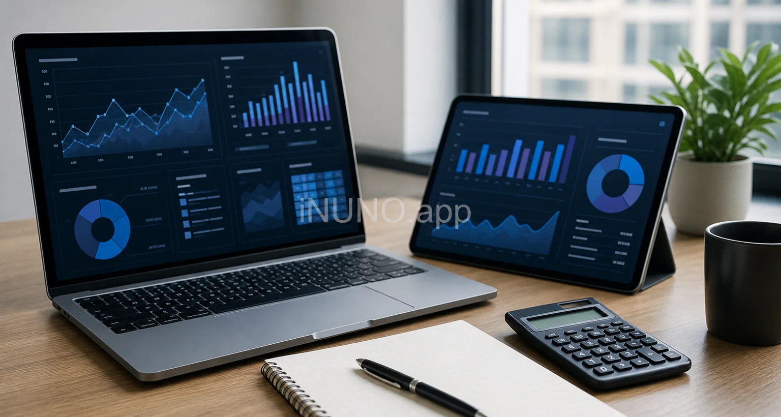 Analytics dashboard on desktop monitors